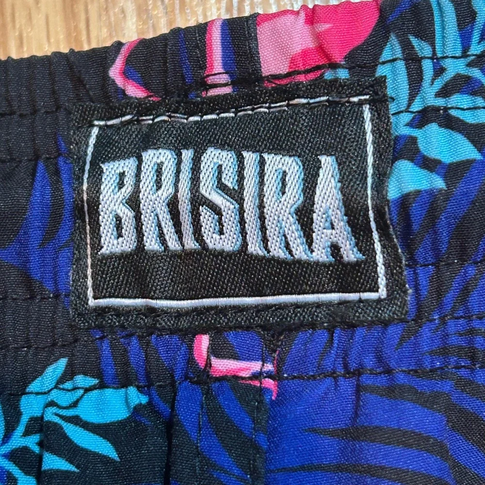 Brisira Mens Flamingo Tropical Print Swim Trunks‎ Navy Pink 44 Board Shorts